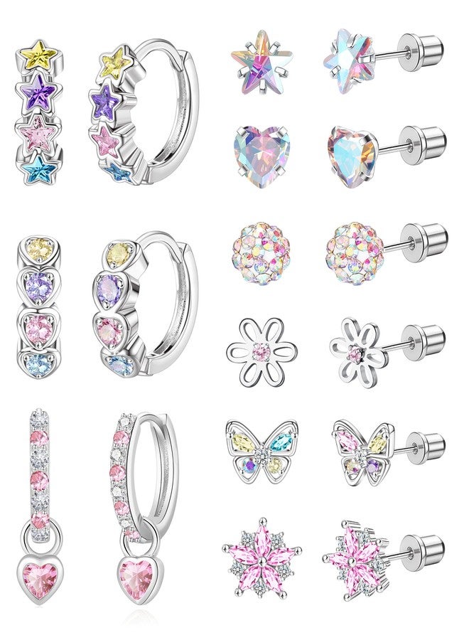 Staligue Hypoallergenic Earrings for Girls Women,Surgical Steel Screw Back Earrings for Little Girl Cute Kids Earrings Set for Sensitive Ears Screw back Stud Toddler Earring Set Kids Jewelry for Teen Girls - Image 1
